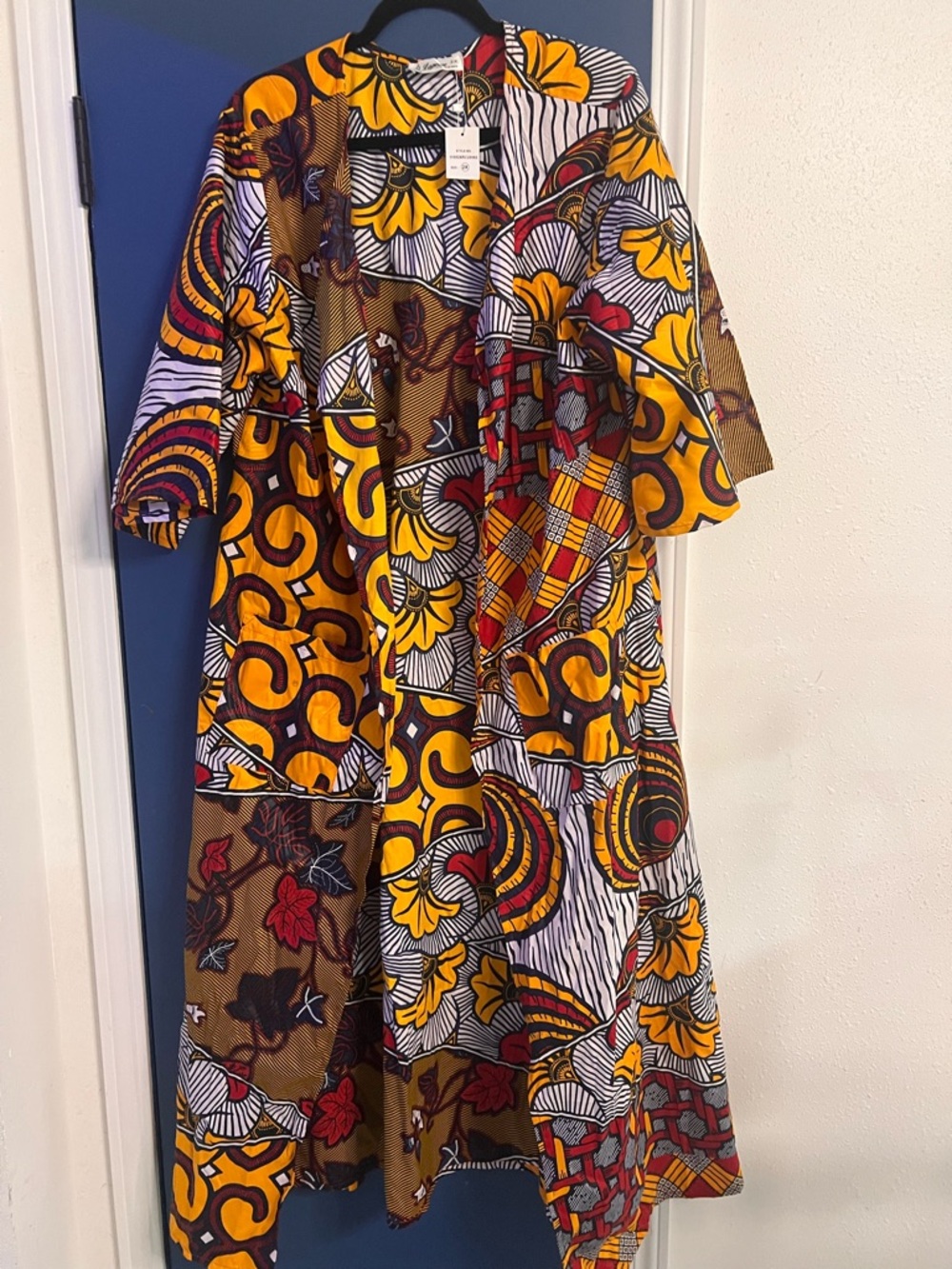 Women 2X. Vibrant Yellow & Multicolor Patchwork Coverup